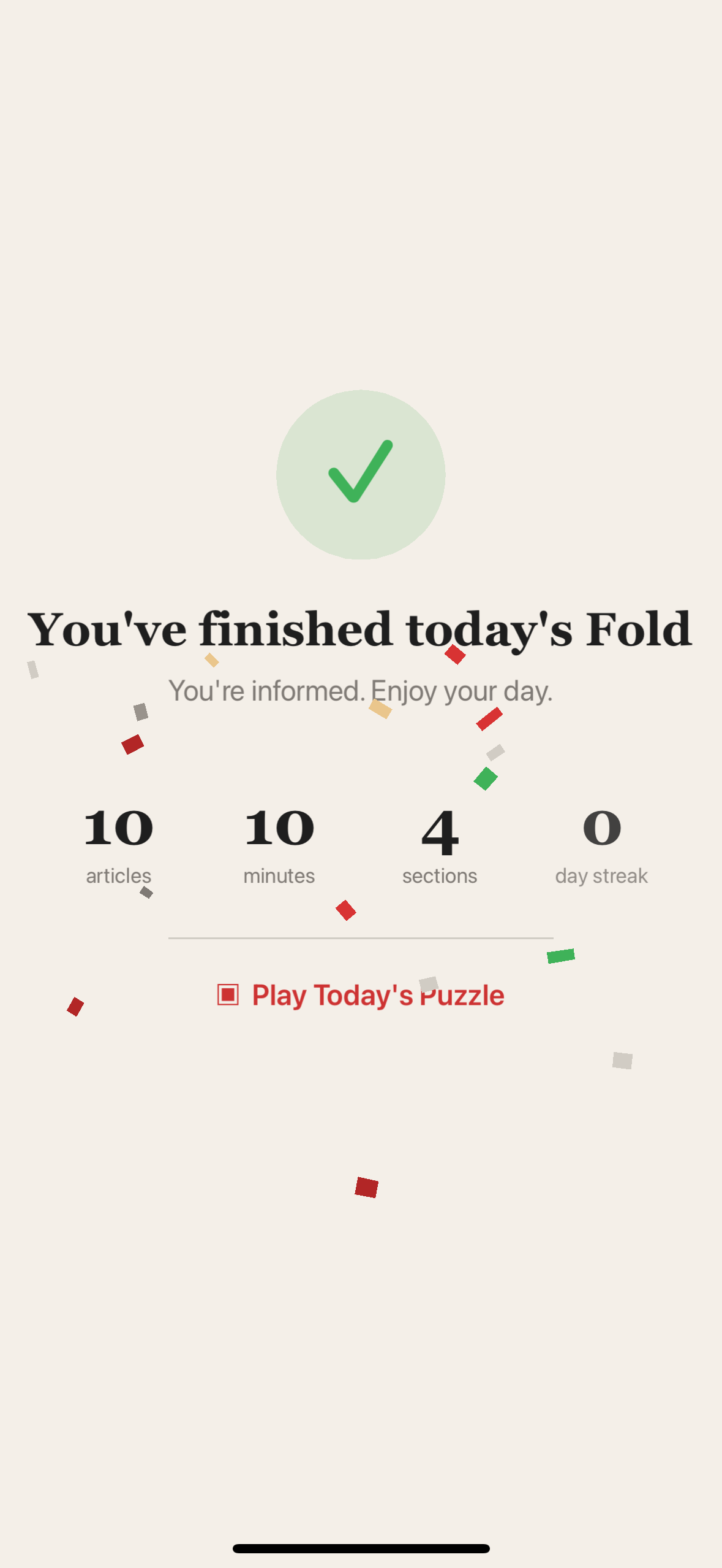Completion screen